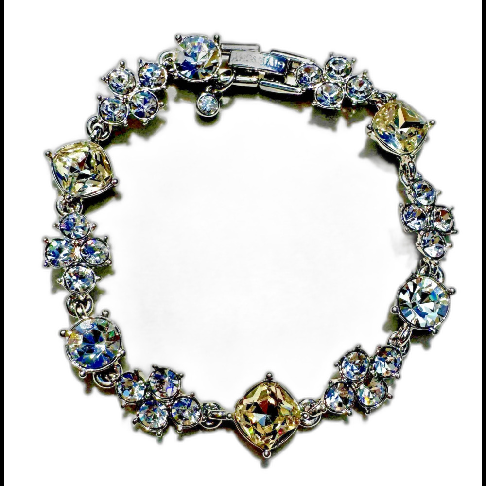Givenchy Crystal Rhinestone Bracelet Clear Champagne Silver Tone Signed